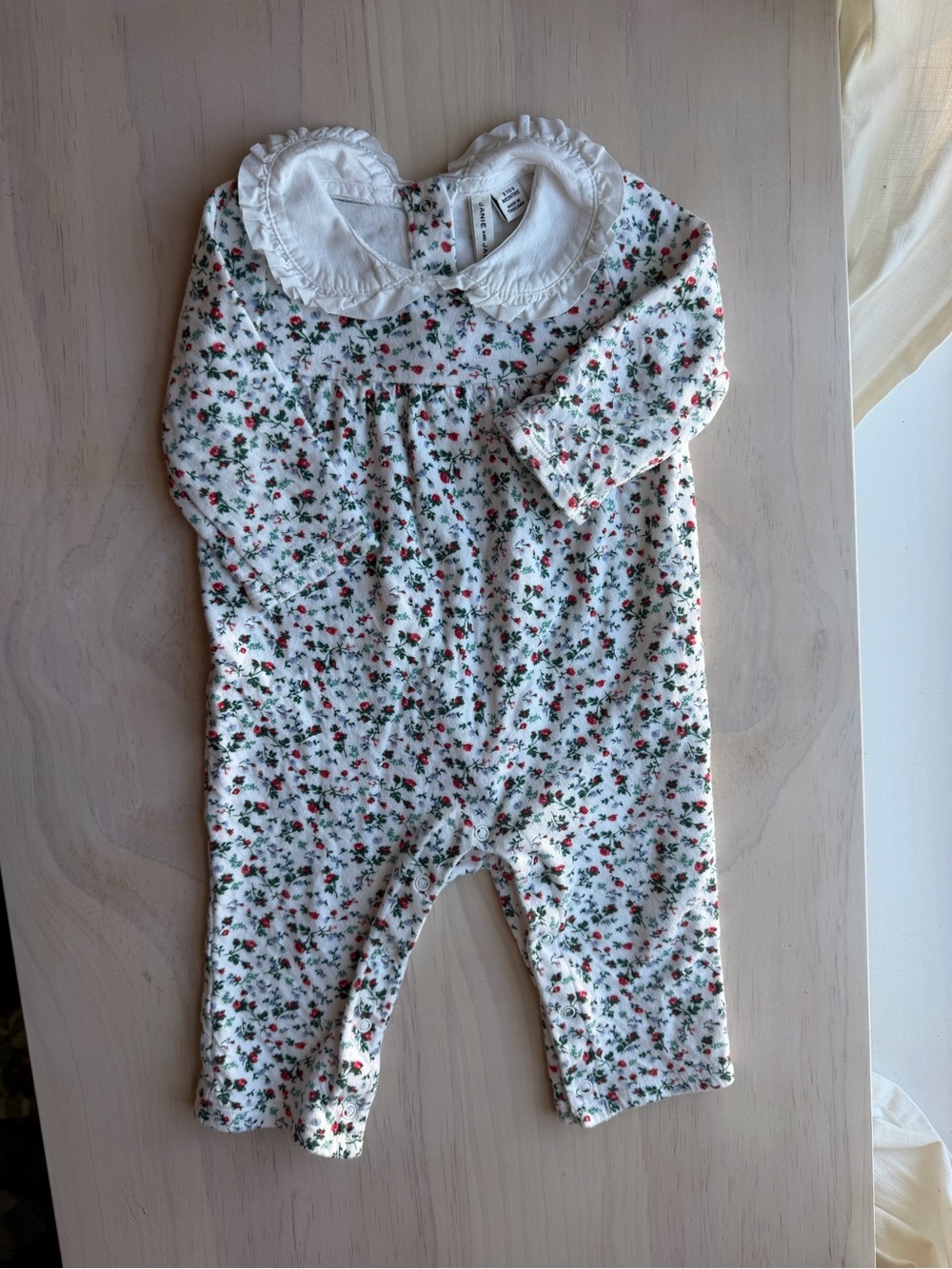 Janie & Jack Classic Floral Baby One-Piece with Peter Pan Collar
